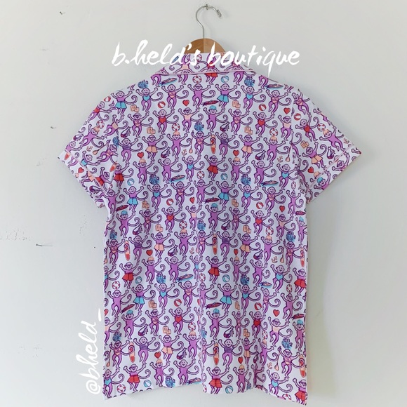 Roller Rabbit Lido Monkey Polo Pajamas in White Monkey Size Small S New NWT - Picture 9 of 17